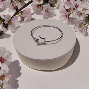 New Star Charm Silver Bangle Bracelet